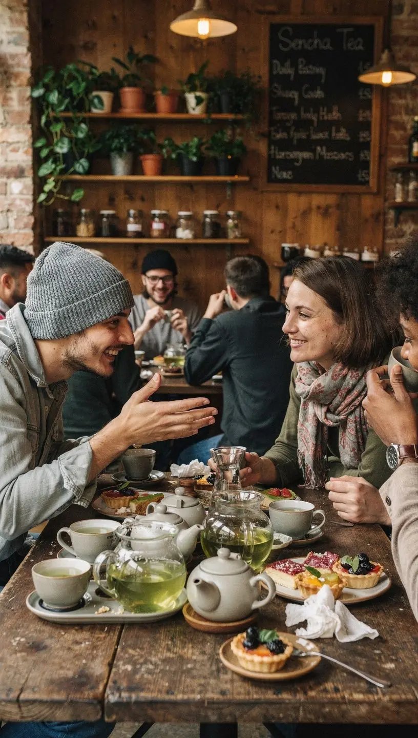 Zelený čaj Sencha servírovaný v tradičnej japonskej čajovej miske s dekoratívnym pozadím.